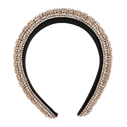 TOGEVAL Gold Barock Strass Haarreif Damen Glänzendes Kristall Stirnband Breites Kopfschmuck für Party Festliche Anlässe Leicht und Formbeständig von TOGEVAL