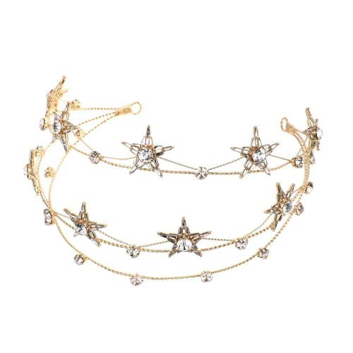 TOGEVAL Goldene Wedding Crown mit Funkelnden Sternen Leichter Langlebiger Haarschmuck für Braut und Hochzeitsgäste Tiara mit Strass für Hochzeit Verlobung und Festliche Anlässe von TOGEVAL