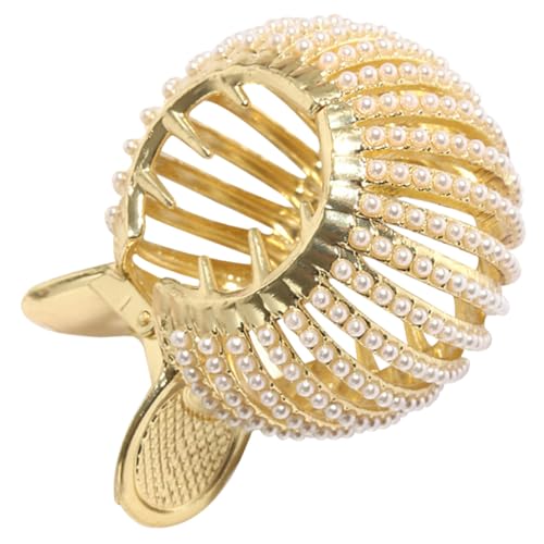 TOGEVAL Goldener Perlen Haarklammer für Dickes Haar Ponytail Cuff Haarspange mit Starkem Metall Haarklammer für Hohe Eleganter Clip für Damen und Lange Haare von TOGEVAL