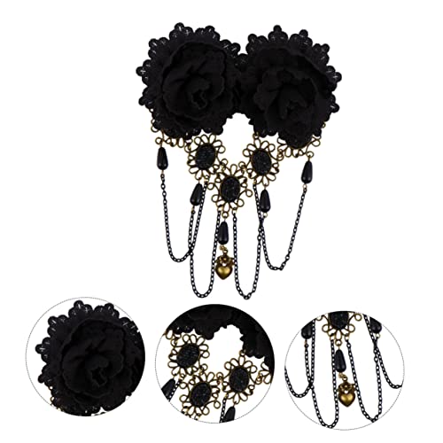TOGEVAL Gothic Stil Haarklammer Damen Schwarz Blumen Spitzen Haarschmuck Halloween Cosplay Kopfschmuck Polyester von TOGEVAL