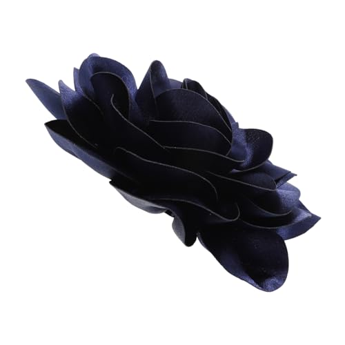 TOGEVAL Große Dunkelblaue Blumenbrosche Satin Stoff Handgefertigt Damen Anstecknadel Modisches Accessoire für Kleidung Vielseitig Tragbar Geschenkidee von TOGEVAL