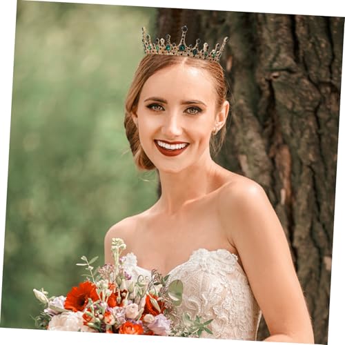 TOGEVAL Grüner Strasskrone Haarschmuck Hochzeit Braut Party Diadem für Damen und Mädchen Eleganter Braut Kopfschmuck mit Funkelnden Kristallen für Festliche Anlässe von TOGEVAL