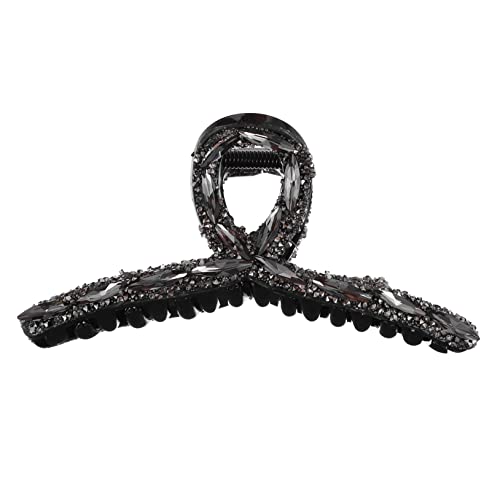 TOGEVAL Haarklammer mit Strass Tiefgraue Haarklemme für Damen Rutschfeste Haarspange für Alltag Make Up und Kochsituationen Langlebig und Stabil von TOGEVAL