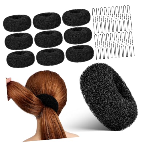 TOGEVAL Haarknoten Nylon Donut Bun Maker mit Donut Haarkissen und U Förmigen Haarklammern für Frauen und Kompakter Haarstyling Helfer für Stilvolle Hochsteckfrisuren von TOGEVAL