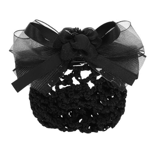 TOGEVAL Haarnetz Für Damen Snood-netz Mit Schleife Haarspange Dutt-abdeckung Zubehör Für Berufsfelder Wie Bank Hotel Und Restaurant Schwarz von TOGEVAL