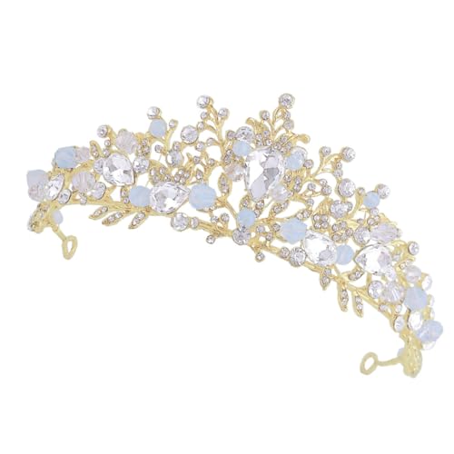 TOGEVAL Haarreif Gold mit Weißen Kristallen Leichtes Stirnband für Mädchen Festliche Kopfbedeckung für Geburtstagsfeier Weihnachten und Besondere Anlässe von TOGEVAL