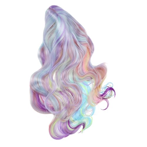 TOGEVAL Halloween Perücke Lang Farbverlauf Wellen Lockig Bunte Festival Party Makeup Zubehör Damen von TOGEVAL