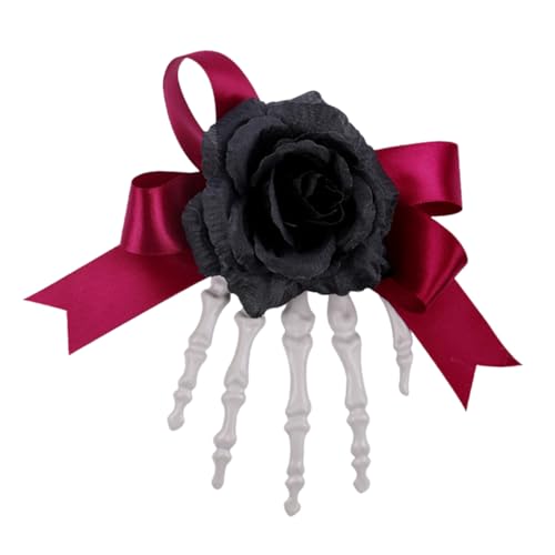 TOGEVAL Halloween-haarspange: Skeletthand-haarspangen Mit Rosenblütenschleife – Einzigartige Haarspange Für Damen Für Halloween-partys Und Kostüme TOGEVAL Halloween-haarspange: Skeletthand-haarspangen Mit Rosenblütenschleife – Einzigartige Haarspange Für Damen Für Halloween-partys Und Kostüme von TOGEVAL
