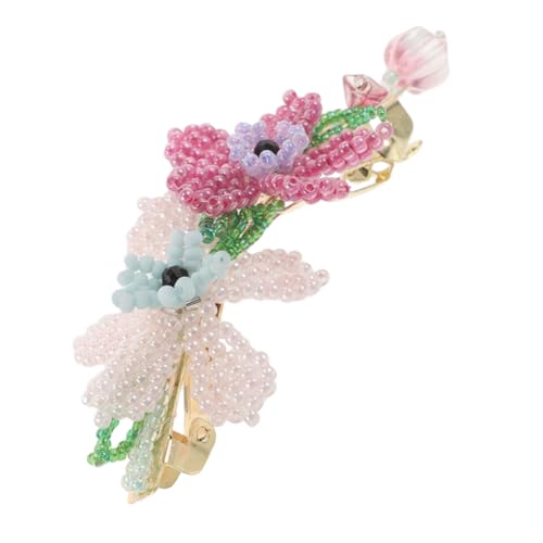 TOGEVAL Handgefertigter Beaded Floral Hair Clip mit Sicherem Federmechanismus Kleine Bunte Haarklammer mit Zartem Blumenmuster Verspieltes Praktisches Haaraccessoire für Mädchen Teens und von TOGEVAL