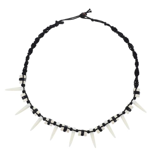 TOGEVAL Zahn Anhänger Mit Künstlichem Wolfszahn Outdoor-halskette Für Herren Vintage-design Handgewebt Stilvolle Herrenschmuck Wolfskette Mit Anhänger Schicke Halsketten Für Männer von TOGEVAL