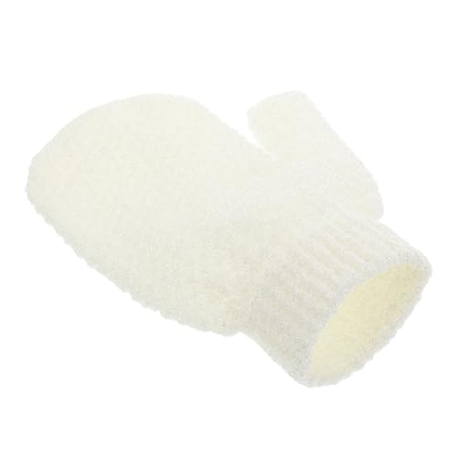 TOGEVAL Handschuhe zum Schrubben von Schlamm Handschrubben Waschbare Handschuhe Schrubben von Handschuhen nach Körper Peeling-Duschhandschuhe für Frauen Peeling-Handschuh Polyester Weiß von TOGEVAL