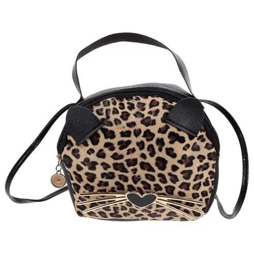 TOGEVAL Handtasche Mit Leopardenmuster Für Mädchen Pu-tragetasche Runde Tasche Leichte Umhängetasche Katzendesign von TOGEVAL