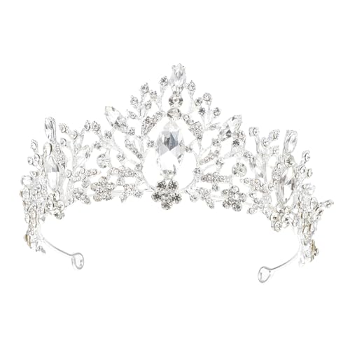 TOGEVAL Hochzeit Diadem Haarschmuck Damen Kristallkrone Barock Stil Silber Strass Braut Party Haarschmuck für Brautjungfern und Festlichkeiten von TOGEVAL