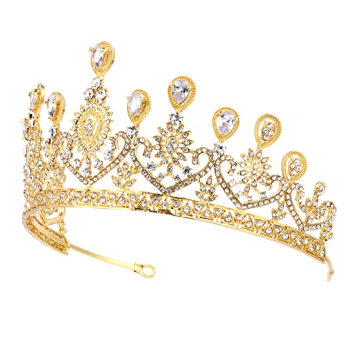 TOGEVAL Hochzeitskrone mit Feinen Strasssteinen Goldene Prinzessin Tiara für Damen Eleganter Kopfschmuck für Braut Party Cosplay und Festliche Anlässe TOGEVAL Hochzeitskrone mit Feinen Strasssteinen Goldene Prinzessin Tiara für Damen Eleganter Kopfschmuck für Braut Party Cosplay und Festliche Anlässe von TOGEVAL