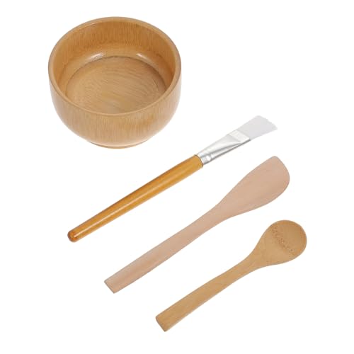 TOGEVAL Holz Gesichtsmaske DIY Teiliges Maskenrührschüssel mit Glatter Oberfläche Wiederverwendbar Leicht zu Reinigen Sicher und Praktisch für Beauty Masken Herstellung von TOGEVAL