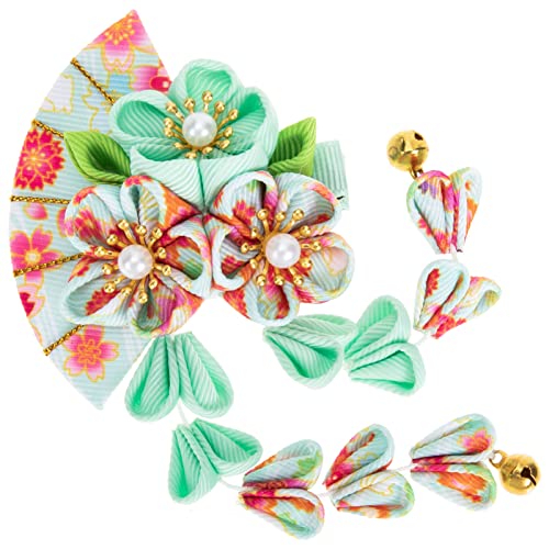 TOGEVAL Japanischer Fächer Haarclip mit Quaste und Glocken Haarschmuck Accessoire für Mädchen für Geburtstage Weihnachten Halloween und Neujahr Aus Hochwertigem Stoff und Verleiht Jedem von TOGEVAL