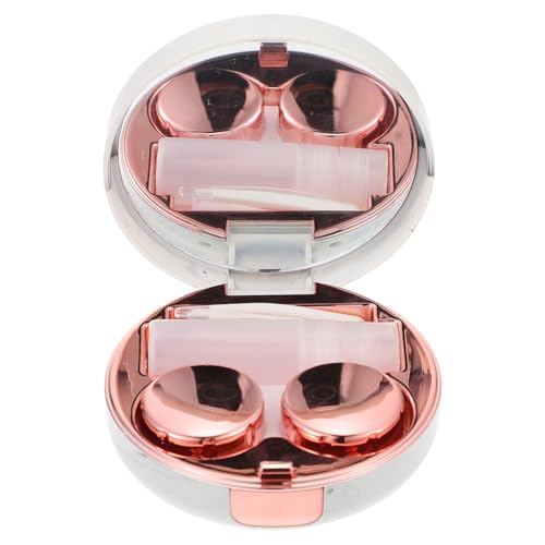 TOGEVAL Kontaktlinsenbox mit Spiegel Marmor Design Tragbarer Kunststoff Aufbewahrungsbehälter Haushalts Organizer Klein und Robust Dicht Verschließbar für Sichere Linsenlagerung von TOGEVAL