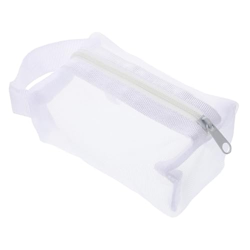 TOGEVAL Netz-Kosmetiktasche Mit Reißverschluss Weiß Tragbar Für Reisen Aufbewahrung Von Make-up Und Kleinen Gegenständen Atmungsaktiv Kompakt Geeignet Für Damen von TOGEVAL