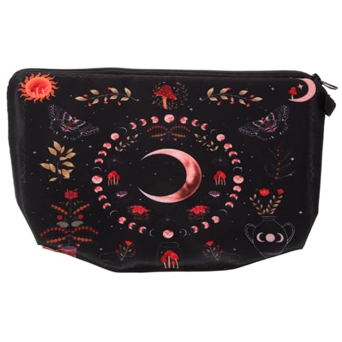 TOGEVAL Kosmetiktasche mit Mondphasen Blumenmuster Leichte Langlebige Kulturtasche aus Polyester mit Reißverschluss Tragbar für Damen als Reise Makeup Organizer Multifunktional und Sicher von TOGEVAL