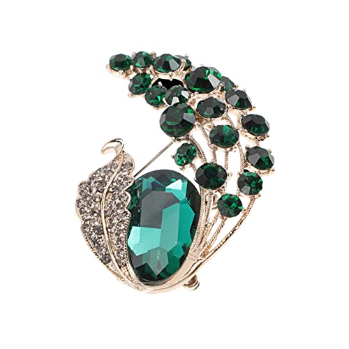 TOGEVAL Strassbrosche Für Damen Anstecknadel Für Mantel Pullover Schal Eleganter Broschenclip in Grün Dekoratives Accessoire Für Hochzeiten Partys Und Festlichkeiten von TOGEVAL