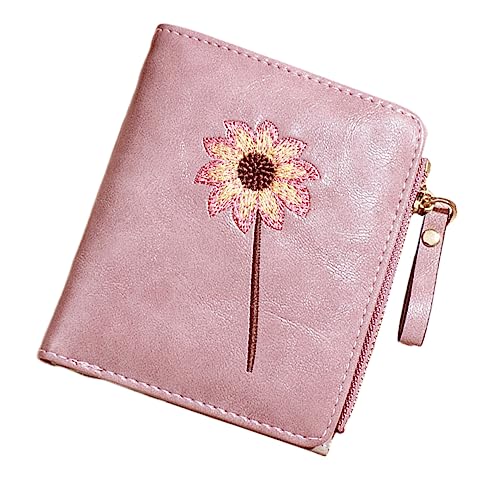 TOGEVAL Faltbare Damen Geldbörse Aus Pu Mit Blumenmuster Kurze Münztasche Wechseltasche Für Visitenkarten Bargeld Und Kleine Gegenstände von TOGEVAL