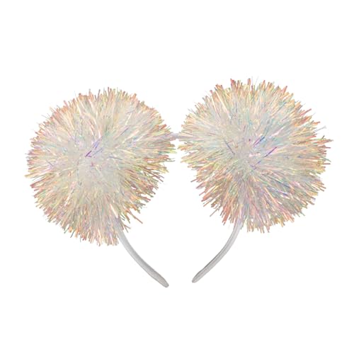 TOGEVAL Lametta Haarreif Mit Pompom Party Performance Kopfschmuck Junge Mädchen Stirnband Für Kostümpartys Und Feiertage von TOGEVAL