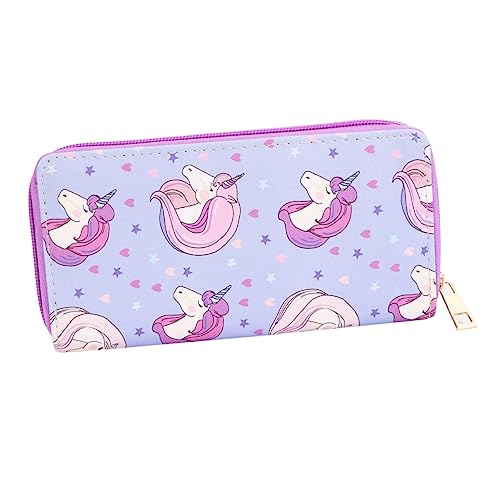 TOGEVAL Lange Pu- Geldbörse Für Damen Mit Fächern Niedliches Einhorn- Für Schule Shopping Und Freizeit Cartoon Einhorn Geldbeutel Für Mädchen Und Frauen von TOGEVAL