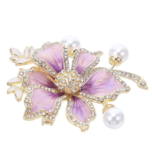 TOGEVAL Lavendelblumen Brosche Pin Langlebiges Emailliertes Schmuckstück mit Perlen Eleganter Vintage Look Weiblicher Anstecker für Festliche Abendkleider Bankette und Besondere Anlässe von TOGEVAL