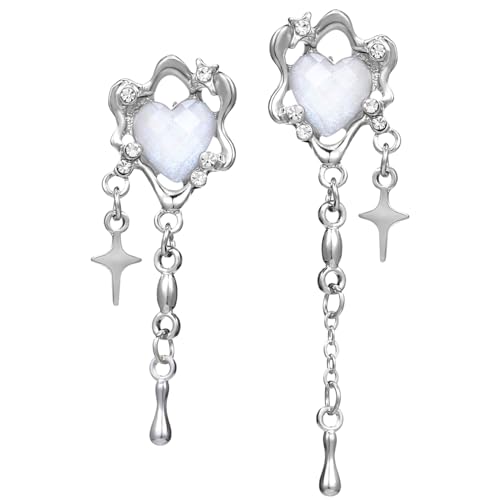 TOGEVAL Leichte Herzohrringe Silbernadeln Hängende Liebesohrringe für Teenager Mädchen Ästhetische Vielseitige Damenschmuck und Einfach zu Tragen Valentinstagsgeschenk von TOGEVAL