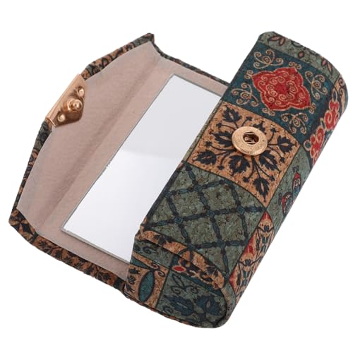 TOGEVAL Lippenstift Etui mit Spiegel Vintage Kork Schutzbox Kratzfest Tragbar Mini Lippenstift Aufbewahrungskoffer Organizer für Damen Kosmetik Make Up Tasche von TOGEVAL