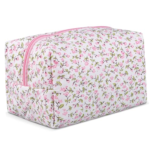 TOGEVAL Makeup Bag Mit Floralem Design Tragbarer Kosmetik Organizer Für Für Und Schnelle Makeup-auffrischungen Sicheres Zipper-Verschluss-System Leicht Und von TOGEVAL