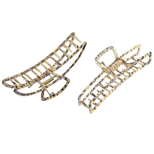 TOGEVAL Metal Leopard Print Hair Claw Clips für Frauen Rutschfest Starke Fixierung Langlebig aus Metall mit Robustem Federmechanismus Geeignet für Dickes Dünnes und Lockiges Haar von TOGEVAL
