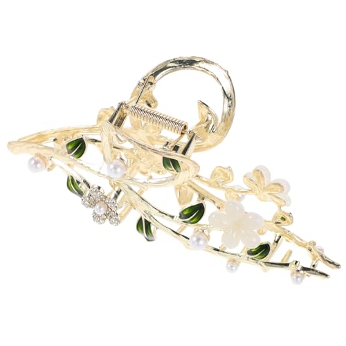 TOGEVAL Metall Haarklammer Blumen Design mit Künstlicher Perle Retro Haarspange für Damen Sicherer Halt Am Hinterkopf Eleganter Haarschmuck Passend zu Vintage Kleidern und Alltag von TOGEVAL