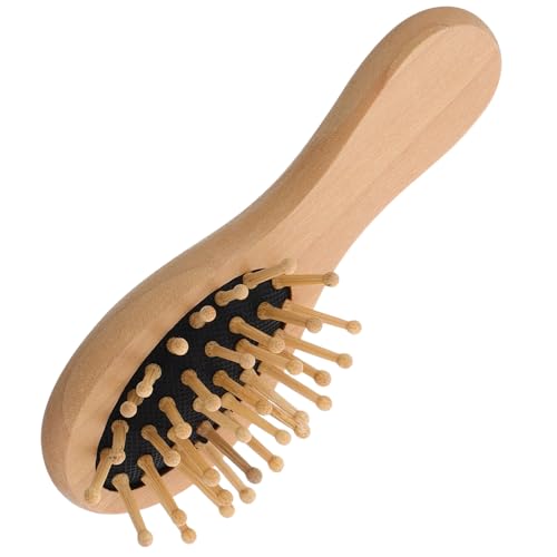 TOGEVAL Mini Holz Haarbürste mit Massagefunktion Handgefertigter Kamm mit Holzborsten für Kopfhautmassage Geeignet für Frauen Männer für Unterwegs von TOGEVAL