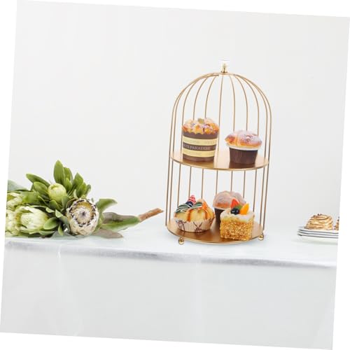TOGEVAL Multifunktionaler Organizer Rack Goldenem Finish und Perlen Stilvoller Kosmetik Kuchenständer für Hautpflegeprodukte und Dessertpräsentation Platzsparend und Einfach zu Montieren von TOGEVAL