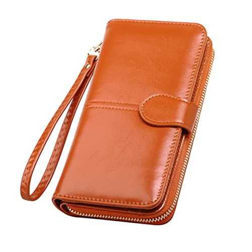 TOGEVAL Ölwachs-Leder-geldbörse Für Damen Mit Reißverschluss Große Kapazität Pu-geldbörse Damenhandtasche von TOGEVAL