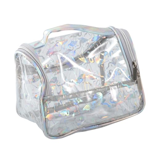 TOGEVAL PVC Kosmetiktasche Transparent Groß Kapazität Reise Kulturbeutel Damen Make up Organizer Flamingo Muster Toiletry Bag Portable Wash Bag Toiletry Organizer von TOGEVAL