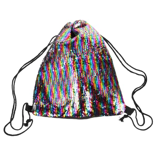 TOGEVAL Pailletten Rucksack Mit Kordelzug Netztaschen Zum Aufbewahren Turnbeutel Für Sport Spritzwassergeschütztes Material Leicht Und Tragbar von TOGEVAL