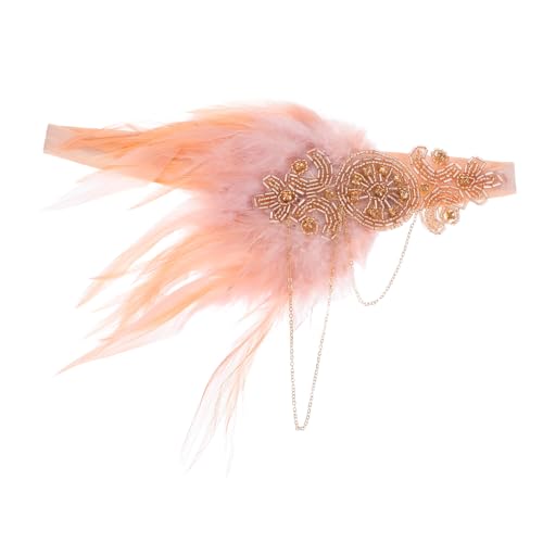 TOGEVAL Party Haarschmuck Damen Quaste Haarband Champagnerfarbenes Stirnband für Weihnachten Festliche Kopfbedeckung für Abendveranstaltungen und Fotoshootings von TOGEVAL