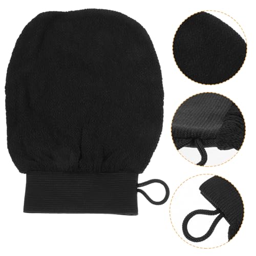 TOGEVAL Peelinghandschuh für Körper Peeling Duschhandschuh aus Viskose mit Elastischem Sanfte Abgestorbene Haut Entfernung für Damen und Herren Schwarz von TOGEVAL