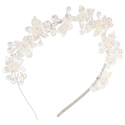 TOGEVAL Perlen Blumen Haarreif Braut Haarschmuck Leichtes Komfortables Stirnband für Hochzeit Party Fotoshooting Damen Haaraccessoire mit Kunstperlen Eleganter Blumenkranz für Besondere von TOGEVAL