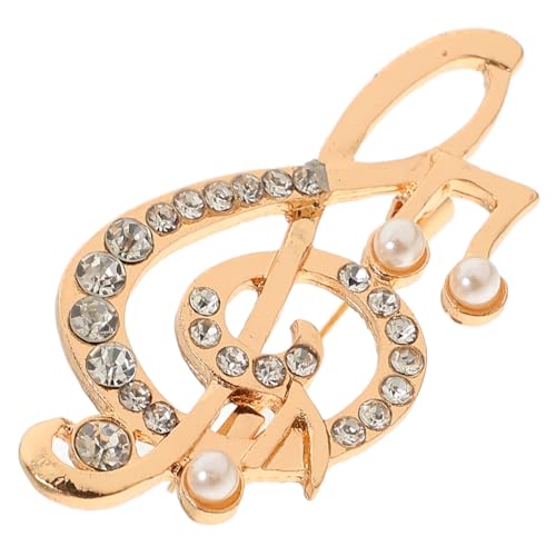 TOGEVAL Perlen Brosche mit Musiknoten Design Anstecknadel für Damen Dekorativer Reverspin für Pullover Schals und Jacken Modisches Accessoire in Gold Vielseitig Kombinierbar von TOGEVAL