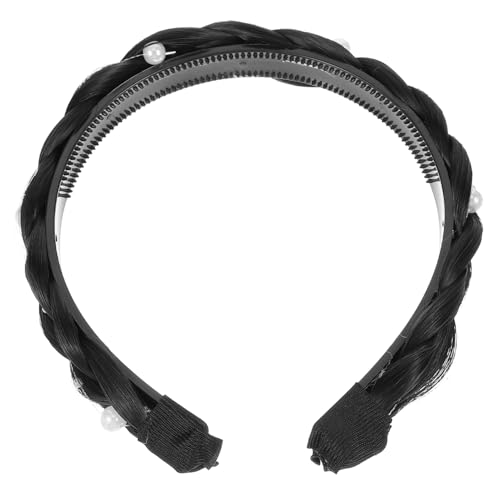 TOGEVAL Perlen Haarband Damen Geflochtenes Stirnband Zopfmuster Design Hochtemperaturseide Natürliches Aussehen Rutschfest Leicht für Alltag und Party Geeignet von TOGEVAL