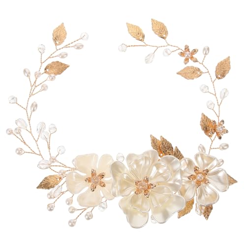 TOGEVAL Perlenbesetztes Braut Haarband mit Kristallapplikationen Eleganter Schmuck für Hochzeit Party Abendveranstaltung Rutschfestes Schmales Design für Frauen und Mädchen von TOGEVAL