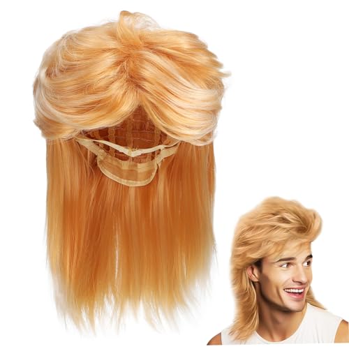 TOGEVAL Männer Perücke Jahre Retro Lange Haar Cosplay Halloween Party Kostüm Zubehör Synthetic Haar Frisur Accessoire von TOGEVAL