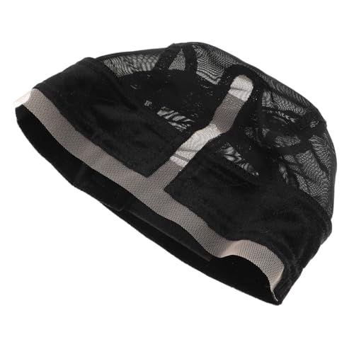TOGEVAL Perückenkappe Elastische Kuppelnetzkappe Perückenherstellungskappe Für Frauen Und Männer Stirnband Perückenkappe Mit Großen Löchern Bequemes Material Schwarz S 46 Cm von TOGEVAL