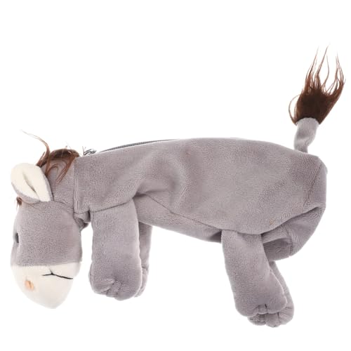 TOGEVAL Plüsch Federmäppchen Federtasche mit Reißverschluss Flauschiges Mäppchen Cartoon Tierkopf Stiftemäppchen für Schule und Reise Kleiner Stiftbeutel von TOGEVAL