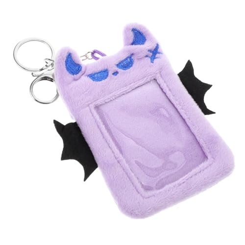 TOGEVAL Plüsch Kartenhalter mit Flügel-Teufel Design Weiche Fotokartenhülle und Ausweishülle Schlüsselanhänger Kartenetui für Schule Fans und Alltagsgebrauch Vielseitiger Kartenschutz in von TOGEVAL