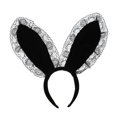 TOGEVAL Rabbit Ear Haarreifen Hasenohren Accessoire für Partys und Cosplay Schwarz Leicht Rutschfest Auffällig Fotorequisit von TOGEVAL