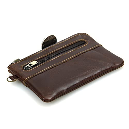 TOGEVAL Retro Herren Geldbörse Echtem Schmaler Multifunktions-Zipper Geldbeutel Schokoladenbraun Für Männer Und Geschäftsleute Kompakte Brieftasche Mit Münzfach Und Kartenfächern von TOGEVAL